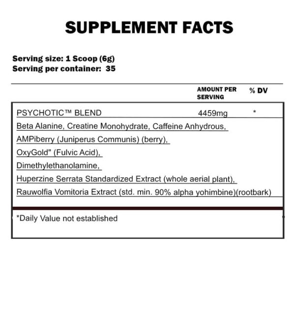 Psychotic Pre-Workout 35 Servings By Insane Labz - Image 2