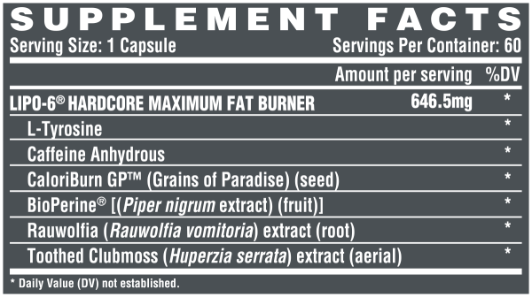 Lipo-6 Hardcore 60 Capsules By Nutrex Research - Image 2